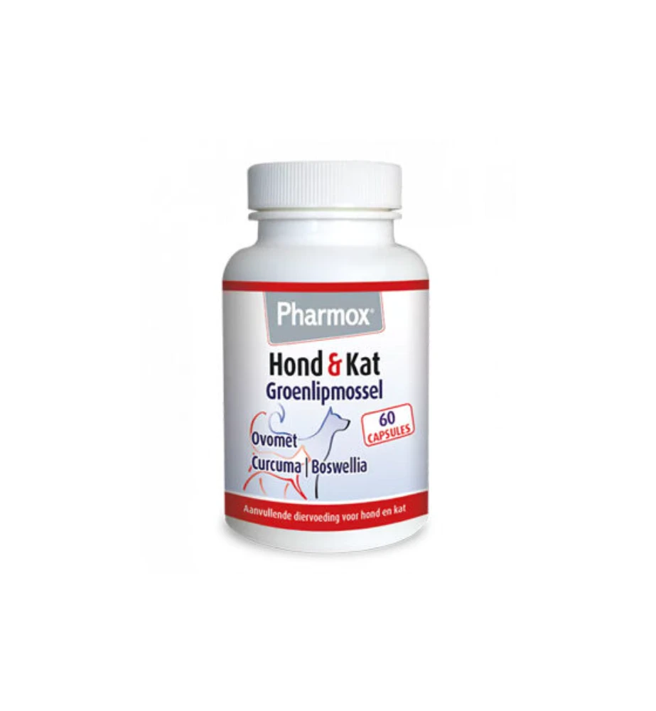 Pharmox Groenlipmossel Hond & Kat - 60 Capsules 1 Pharmox Groenlipmossel Hond & Kat - 60 Capsules